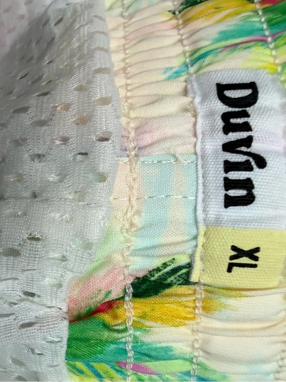 Duvin Design Pastel Palmy swim shorts elastic drawstring tropical print XL